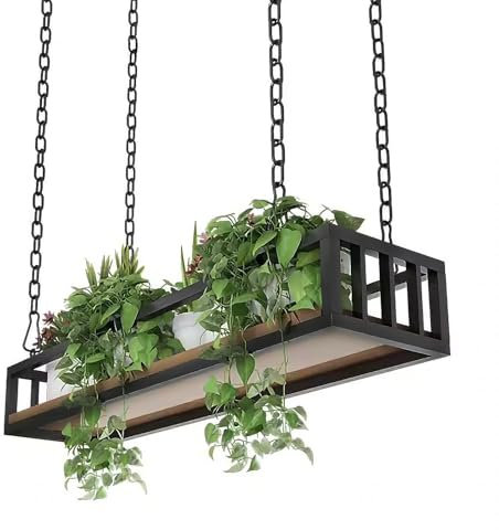 XMWOEIX Ceiling Mount Shelf, Heavy Duty Hanging Plant Stand, Adjustable Hanging Floating Shelves, Ceiling Flower Pot Holder, Hanging Flower Rack, for Flower Shop, Living Room, Cafe(Size:140cm)