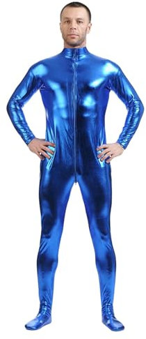 Oversize Lackleder Catsuit Herren Langarm,Latex Bodysuit Herren Große Größen,Ganzkörper Gummi Kleidung Erotik Enge Passform Jumpsuit PVC Lack Outfit Performance für Karneval Kostüm Faschingskostüme