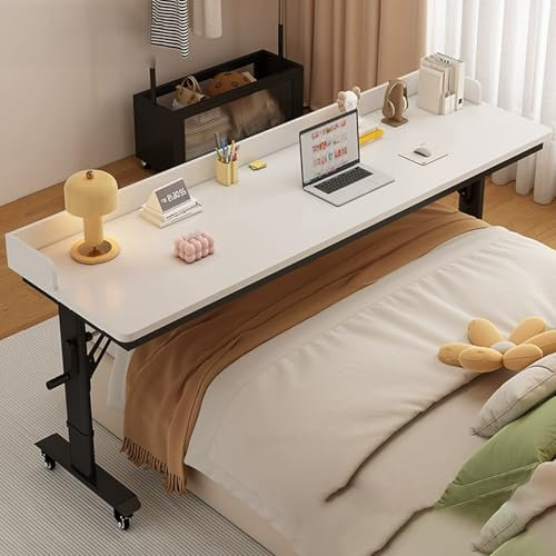 DSEWTEZXI Bettbeistelltisch for Das Heimbür auf Rollen, Mobiler höhenverstellbar Schlafzimmer betttisch, Laptop Schreibtisch über Bett, Schreibtisch überbetttisch, Krankenhaus Rollender Bett Tisch.