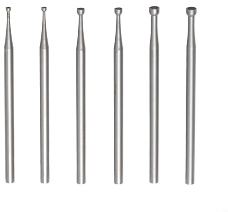 Sumsoctober 6 Stück runde Frässtifte mit rundem Frässtift, 3/32 Zoll Schaft, Silberschmuckherstellung, Drahtfräser, aus Wolframstahl für Holz- und Olivenkernschnitzerei