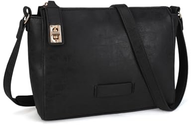 Gladdon Umhängetasche Damen Schwarz,Kleine Schultertasche mit Reißverschluss & verstellbarem Gurt,Vintage Handtasche für Alltag