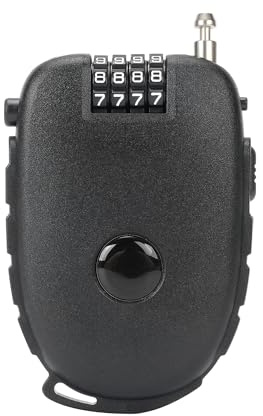 TOKCKYBL 4-Digit Combination Lock with 27.5 Inch Quickly Retractable Steel Cables - Keyless Security for Bike, Helmet, Ski, Snowboard, Stroller, Luggage, Door, Gate, Fences, Backpack & More