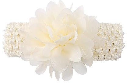 Lot de 2 bandeaux à fleurs pour bébé - En mousseline de soie - Pour nouveau-né - Pour baptême, fête, mariage, photographie - Beige