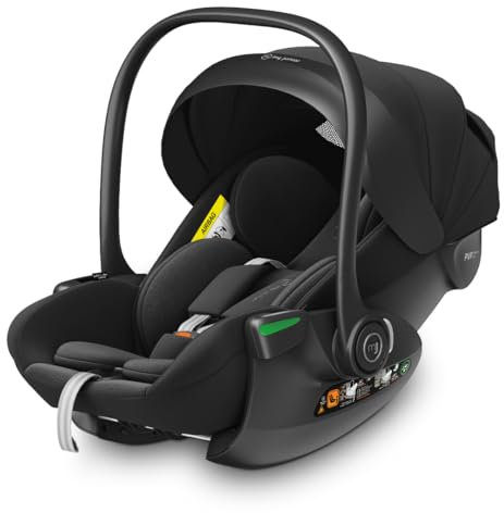 my junior® AURAᵉʳᵍᵒ i-Size Babyschale Autokindersitz mit 170° Liegeposition, 6-stufige Memory-Schaum Kopfstütze, 40-87 cm, bis 13 kg (Black)