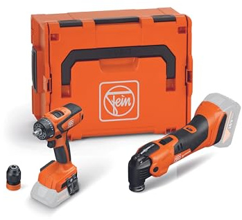 FEIN Vorteils-Combo Akku. Akku MULTIMASTER AMM 500 & Akku-Bohrschrauber ASCM 18 QSW AS. Kompatibel mit Bosch Professional 18 V Akkus seit 2008 und AMPShare Akkus.