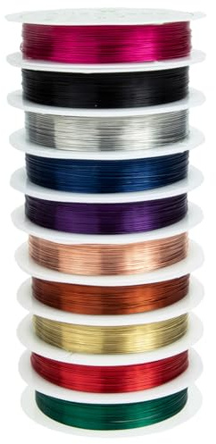 Veemoon 10 rollos Alambre de Cobre Flexible para Joyería Colores Mixtos cada para Bricolaje y Fabricación de Pulseras y Abalorios