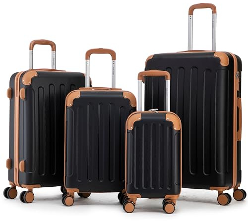 Boleedy Set di Valigie Rigide 4 Pezzi(40/56/66/76cm),Set Valigia Leggero in ABS Rigido con Lucchetto,Ruote a 360°,Grande Trolley per Lavoro e Viaggio
