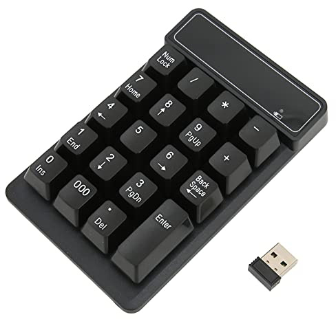 Ejoyous Tastierino Numerico USB, Tastierino Numerico Wireless a 19 Tasti Dimensioni Portatile Wireless da 2,4 GHz per Casa, Dormitorio per Ufficio