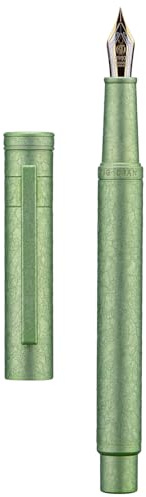 Hongdian 1851 Forest - Penna stilografica Ice Flower, con pennino extra fine, design classico, con convertitore e custodia in metallo, colore: verde mela