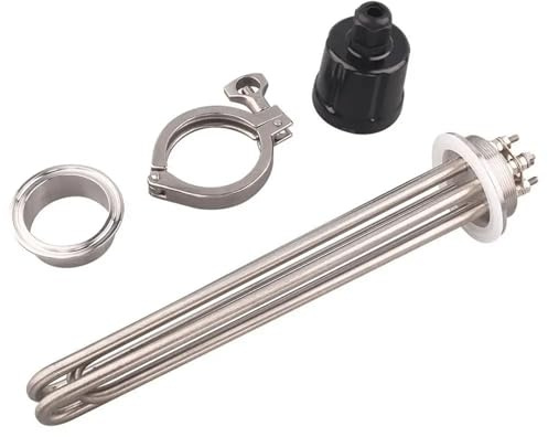 Calentador de agua de inmersión de tres pinzas de 5,1 cm con tapa negra, 220 V/380 V 3 KW-9 kW de acero inoxidable 304 para elaboración de cerveza casera (con kit, 4,5 kW 230 mm)