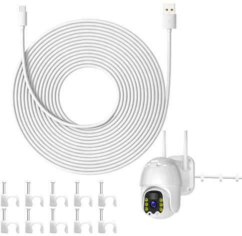 Heyung Usb C Cable 10M Supports 66w Fast Charging Usb C Charging Cable for Security Cameras with Clip for Easy Installation, Extra Long Extension Cables 10m for Mi Camera 2K Security