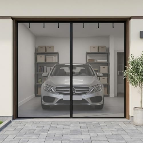 Malla Magnética para Puerta de Garaje, Cortina Mosquitera Exterior con Cierre Automático, Mosquitera de Fibra de Vidrio Transpirable, Protección contra Insectos(Gray,W244 x H274 cm (W8 x H9 ft))