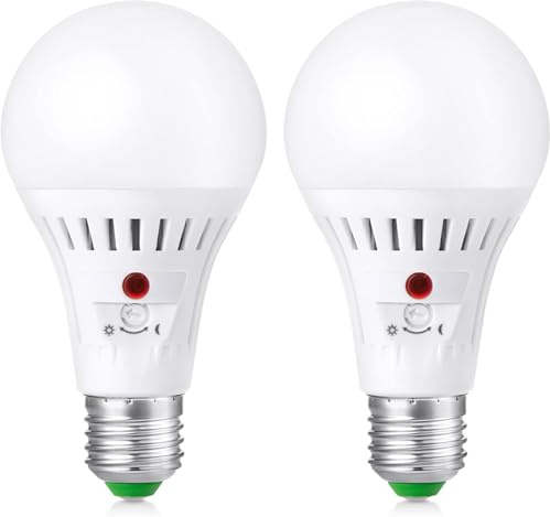 Elrigs LED Lampe E27 mit Lichtsensor, 12W Leuchtmittel mit einstellbarem Dämmerungssenor, Kaltweiß(6000K), 1350LM ersetzt 100W Glühbirne, 2er Pack