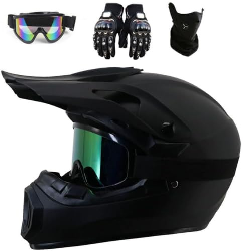 Full Face Motocross-hjälm för ungdomar, unisex offroad-motorcykelhjälm | Med handskar Goggles Mask, MTB ATV BMX Downhill Enduro Racing Quad Dirt Bike-hjälm, DOT-godkänd