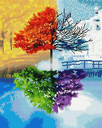 GMMH Diamond Vollbedeckung mit Holzrahmen Painting Set Bild 40 x 50 Diamant Malerei Stickerei Handarbeit Basteln Mosaik Steine Blumen Korb Haus am Bach (GJ616)