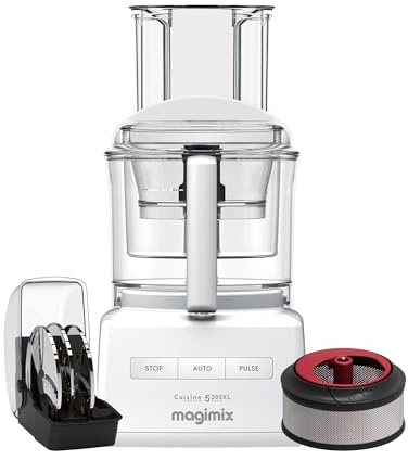 Magimix Robot de Cuisine Multifonction 5200 XL – Hachoir, Blender, Pétrin, Batteur – Accessoires Inclus – Idéal pour Famille – Moteur Professionnel Silencieux 3,6L - Fabriqué EN FRANCE (Blanc)