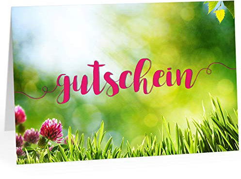 Einladungskarten Manufaktur Hamburg Großer XXL (A4) Gutschein, Motiv: Sommerwiese, Picknick/mit Umschlag/Edle Design Klapp-Karte/Extra groß/Geburtstag/Hochzeit/Taufe/Weihnachten/Valentinstag