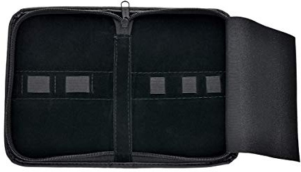 Etui- Kleine Tasche- Reise Aufbewahrungs Etui aus Leder- universal Tasche mit Reißverschluss- 5 Laschen- für Nagelzangen- Nagelscheren- Haarscheren und vieles mehr! (5 Laschen)