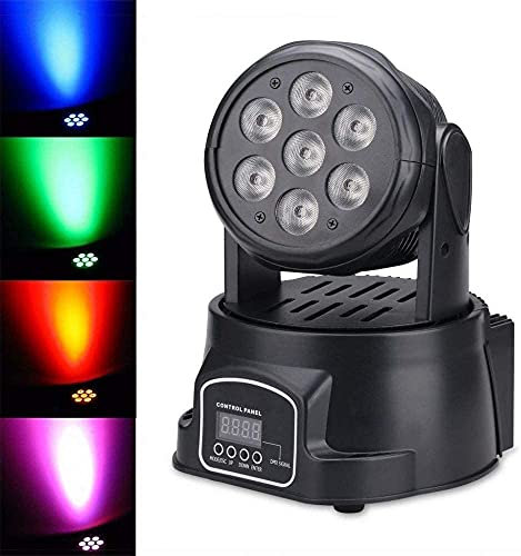 Deals - Proyector de cabeza giratoria con 7 LED de 10 W RGB efecto discoteca Feste Party DMX