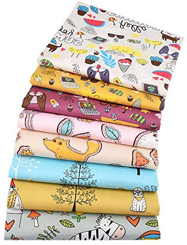 BYY Paket: 8 Stück je ca. 40 x 50 cm Baumwollstoff Meterware Stoffe Stoffreste Stoffpaket für Patchwork 100% Baumwolle DIY Baumwollstoff Baumwolltuch mit vielfältiges Muster zum nähen