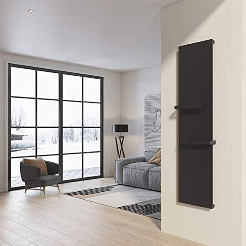 Radiatore scaldasalviette design piatto a piastra con portasciugamani termoarredo verticale (Grigio opaco, 120x45)