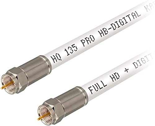 HB-DIGITAL HDTV SAT Cavo antenna satellitare 50 m 4 schermato max 135dB acciaio rame cavo cavo di collegamento RG6 coassiale con connettori di compressione nichelati 1080p Full HD 3D UHD Ultra 4K F