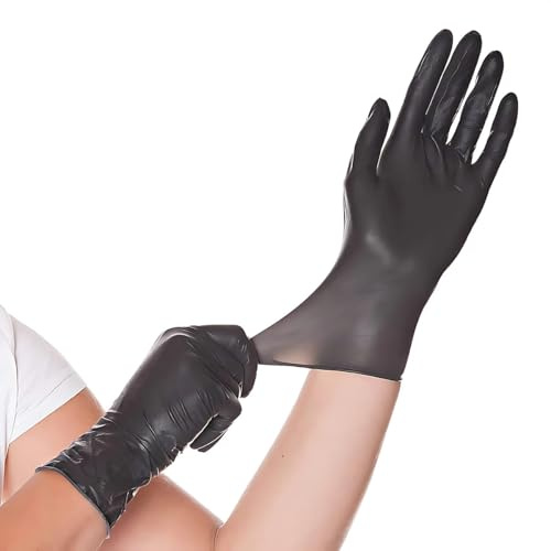 100 Stück Latexhandschuhe in Spender-Box puderfrei, nicht steril Einweghandschuhe Einmalhandschuhe schwarz (XL)