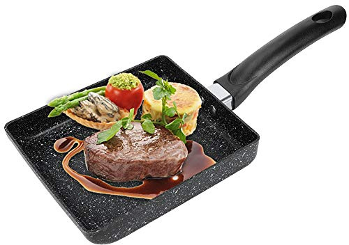HERCHR Tamagoyaki Japanese Omelette Pan/Egg Pan, Nonstick Rectangle Small Frying Pan with Wooden Handle for Pancake, Crepes, Omelette, Fried Eggs Gas Stove and Induction Hob Compatible - 14x5.1inch