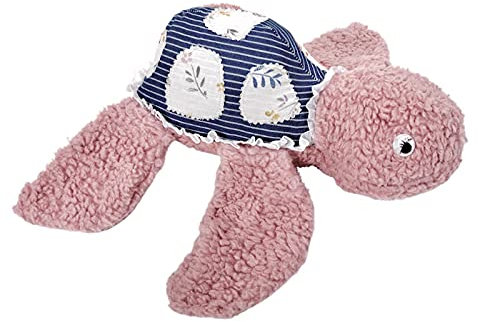 Stoffpaket Kuscheltier Schildkröte Romea für 2 Größen - Nähset inkl. Papier Schnittmuster - Rosa mit blauem Panzer/Blumen, 2 Größen