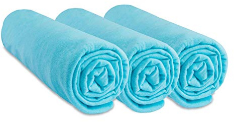 Lot de 3 Draps housse Jersey 100% bomull – 60 x 120 cm – turkos