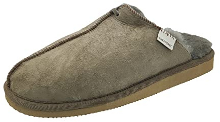 Shepherd of Sweden - Pantofole di montone Hugo - Uomo - 100% Vero montone - Slip-on - Comode - Morbide e calde - Stone - Taglia 44