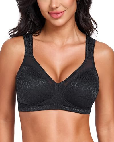 DotVol Femme Soutien-Gorge correcteur de Posture Avant sans Fil Bra Minimiseur Confortable Noir100E