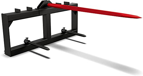 YITAMOTOR 49 Hay Spear Attachment, 2000lbs Capacity Quick Attach for Bobcat Tractors & Skid Steer Loader with 1pc 49 Red Hay Spear & 2pcs 17 Black Stabilizer Spears Spike Fork Tine