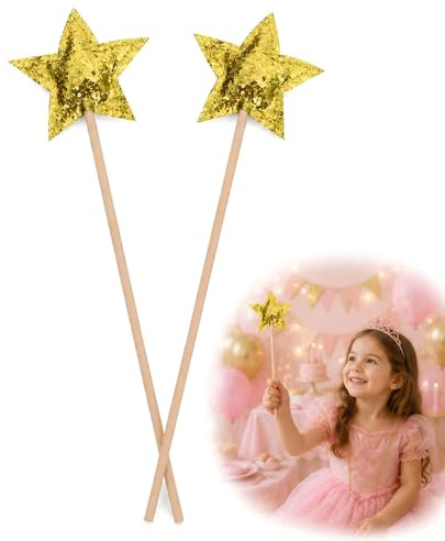 TOYANDONA 2 Stück Glitzer-Zauberstäbe mit Stern, 13 Zoll Feenstäbe | Prinzessinnen-Kostümzubehör für Kinder, Party, Geburtstag und Cosplay, für Mädchen und Jungen