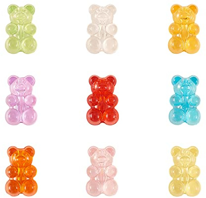 UR URLIFEHALL 180 st färgglada gummibjörnspärlor Kawaii godisfärg genomskinliga lösa akrylpärlor för hår smyckestillverkning