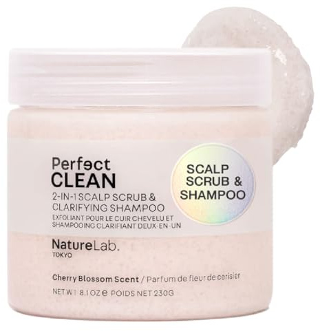 NatureLab.TOKYO Perfect Clean Scalp Scrub LIMITED EDITION Sakura Scent:2-in-1 Hair Treatment to Clarify and Remove Product Buildup for Immense Shine I Cherry Blossom Scent | 8.1 OZ