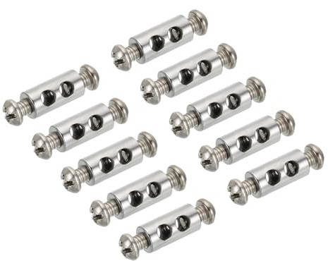 PATIKIL 7x14mm Metalltråd Rep Klämmor 10 st Stål Kablar Klämmor 3,2mm Dubbel Hål Fittings Klämmor med M4*0.7 Kabelskruvar