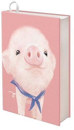 chaqlin Niedliche Schwein-Schulbuchhüllen für Jungen und Mädchen, Kawai Pig Design Buchhülle für Taschenbuch, wiederverwendbare Schutzhüllen für Lehrbücher, dehnbare Buchhülle, Rosa