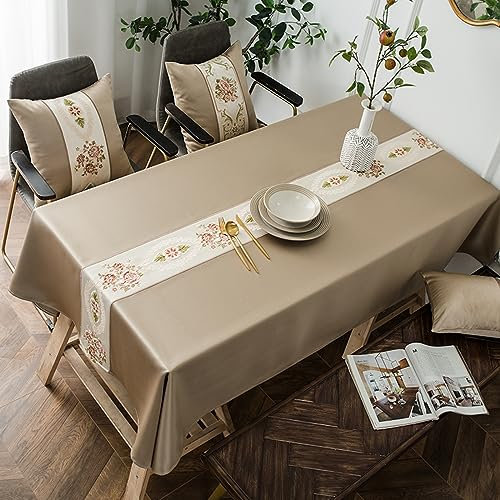 XQSSB Tischdecke Tischwäsche Cotton and Linen Breathable Lotuseffekt Tischtücher mit Zarten Pastelltönen Braun 120 × 180cm