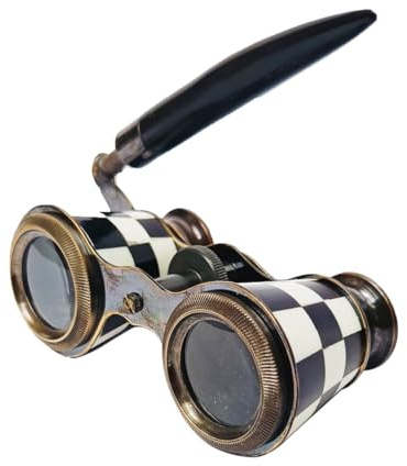 SIFAAT WORLD 2.5 Inches Opera Glasses Binocular for Adults- Captain's Mother of Pearl Solid Brass Opera Binoculars with Handle -Pocket Size Handel Binoculars for Kids, Bird Watching, Hunting