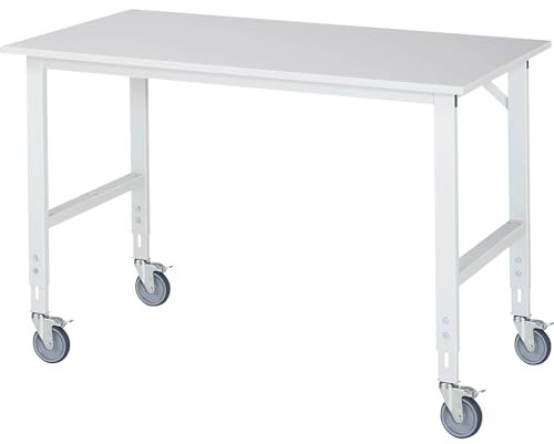 Rau Fahrbarer Arbeitstisch Tom (4 LR), B1500xT800xH910-1230mm, M-Platte-22mm