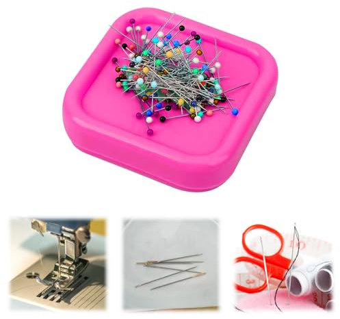QEEROYO Magnetic Sewing Needle Cushion, Magnetic Pin Cushion, Magnetische Nähen Nadelkissen, Magnetische Aufbewahrungsbox Nadelkissen, Magnetnadelkissen, Magnet Nadelkissen, Nähzubehör, Rosa