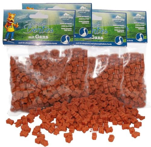 Hunde Leckerlis Getreide- und Glutenfrei, 4er Set Gans Fleisch Benties, Leckerli Hund, Hundesnacks für große und kleine Hunde, 4x150g Leckerlibeutel