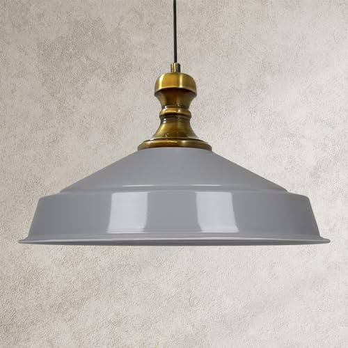 bamyum Asletl-Knob Hängelampe Industrial Vintage Ø41 cm, Küchenlampe Hängend, Pendelleuchte Esstisch, Wohnzimmerlampe Grau Metall