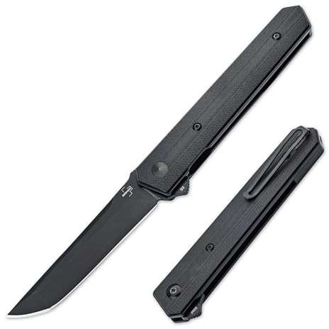 BÖKER PLUS® Kwaiken American Tanto - Flipper Messer mit D2 Tanto Klinge - Profi Gentleman Folder schwarz mit Clip - Einhand Taschenmesser mit G10 Griff - taktisches 1 Hand EDC Klappmesser mit Etui