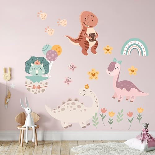 GRAZDesign Dinosaurier Wandtattoo Dino Set Kinderzimmer für Jungen und Mädchen, Wandsticker - 100x57cm