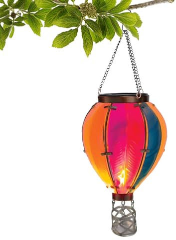 Voihamy Hot Air Balloon Solar Garden Light | Hanging Hot Air Balloon Solar Lantern | Flickering Flame Led Lights Outdoor Garden Decor | Outdoor Solar Light Ornaments for Yard Garden Camping Traveling, RQ8BKQI5IR18HJ2SDRH
