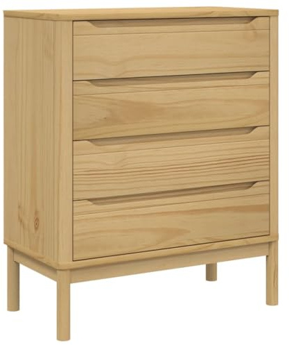 vidaXL Kommode, Schubladenschrank mit 4 Schubladen, Sideboard für Wohnzimmer Schlafzimmer, Anrichte Beistellschrank, Wachsbraun Massivholz Kiefer