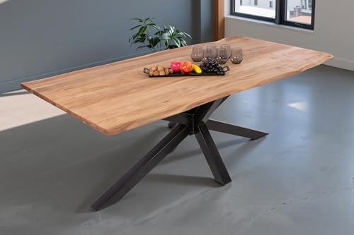 SAM Esstisch Dana 160x85 cm Akazie Eiche Baumkante Spider-Gestell schwarz