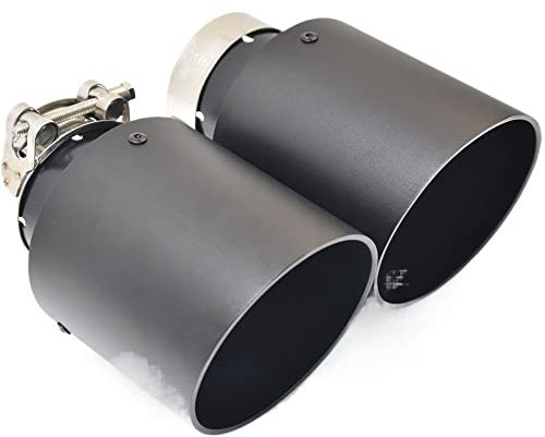 Auspuffblende 1 Stück Aluminiumlegierung Mattschwarz Edelstahl Auspuff Auto Autoteile Modifizierte Spitze Schwanz Zubehör Auspuff Endrohr(45MM IN- 105MM OUT)